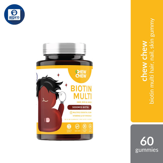 Chew Chew Biotin Multi Hair, Nail, Skin Gummies 60s | Enhance Skin Elasticity Chew Chew