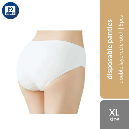 kleenzpro-100-cotton-disposable-underwear-women-size-l-xl-xxl-xxxl-5pcs-double-layered-crotch product image 1