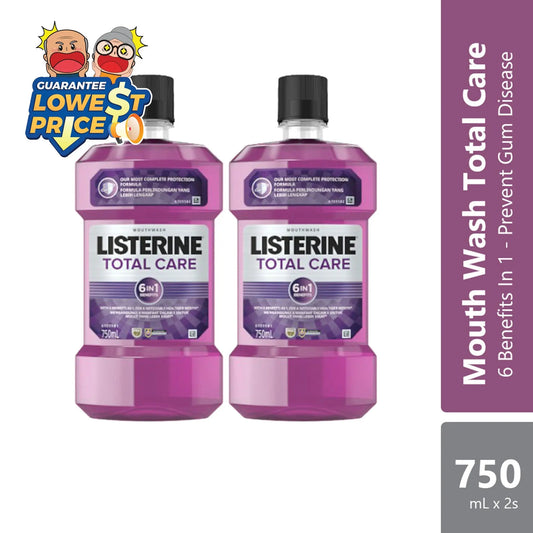 Listerine Total Care 6 in 1 750ml 2s | Strengthens Teeth with Fluoride Listerine