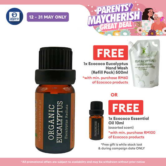 ecococo Organic Eucalyptus Essential Oil | Helps Nose Discomfort & Congestion ecococo