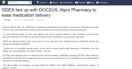 Featured image for KL Sceener : GDEX ties up with DOC2US, Alpro Pharmacy to ease medication delivery