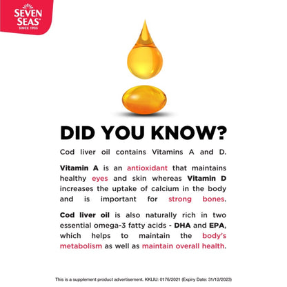Sevenseas Cod Liver Oil Gold 100s | Rich Source of DHA & EPA Sevenseas