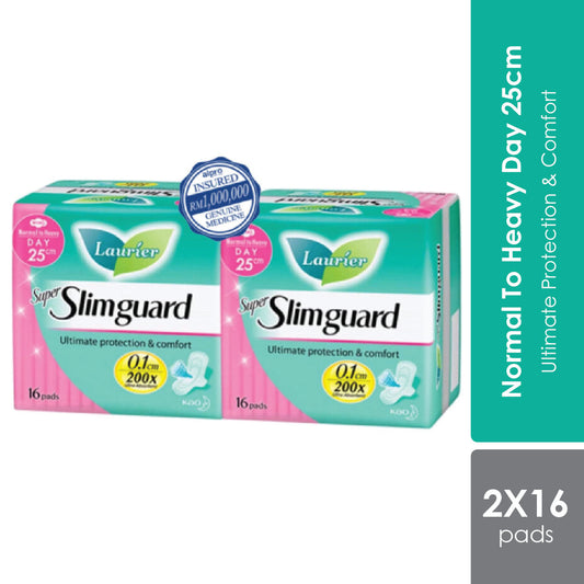 laurier-super-slim-guard-25cm-16sx2s-normal-to-heavy-pads