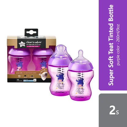 tommee-tippee-closer-to-nature-tinted-bottle-2s-260ml-multiple-colours product image 1
