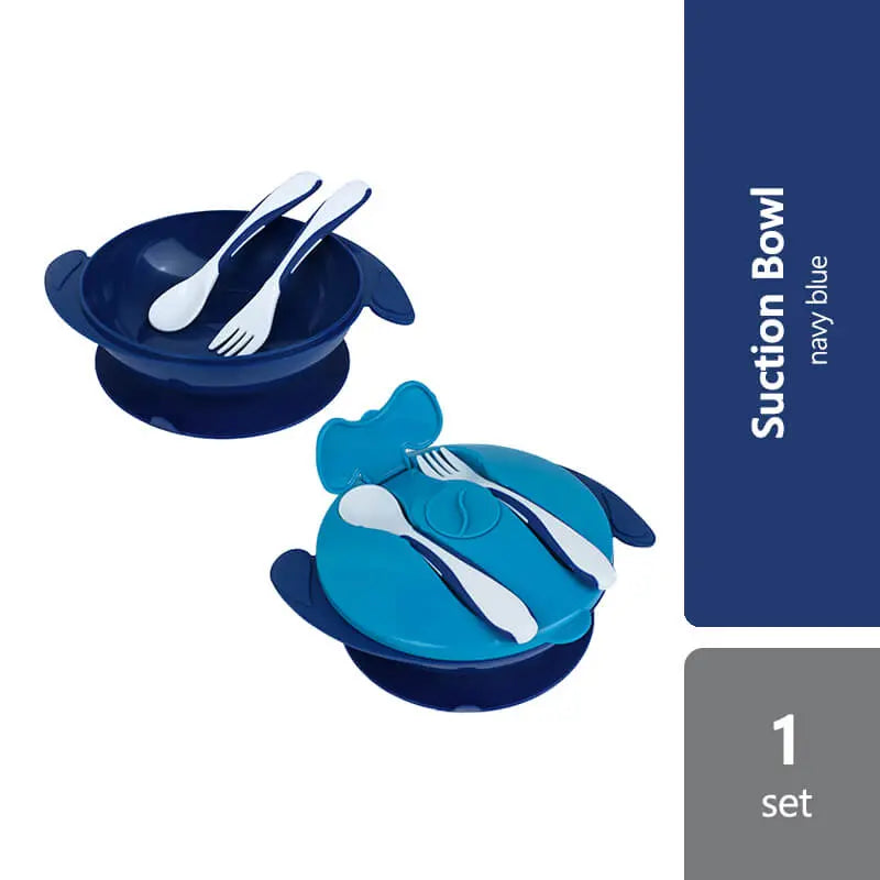 autumnz-baby-suction-bowl-with-spoon-and-fork-navy-blue-orange-purple product image 1
