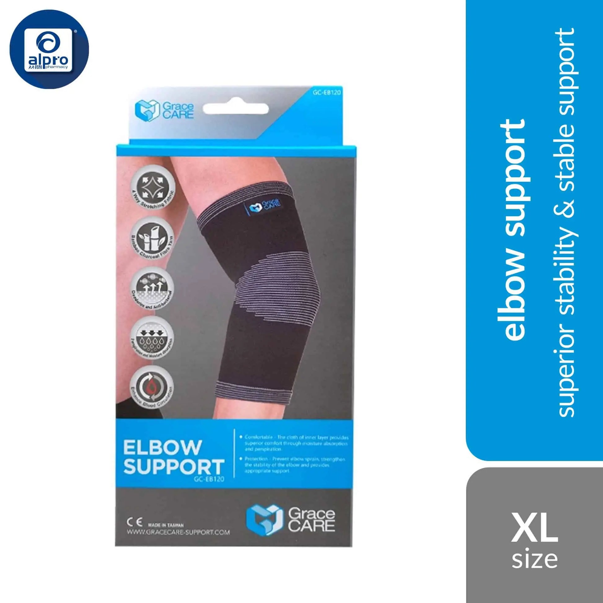 grace-care-elbow-support-eb120-black-size-s-m-l-xl-superior-stability-stable-support product image 1