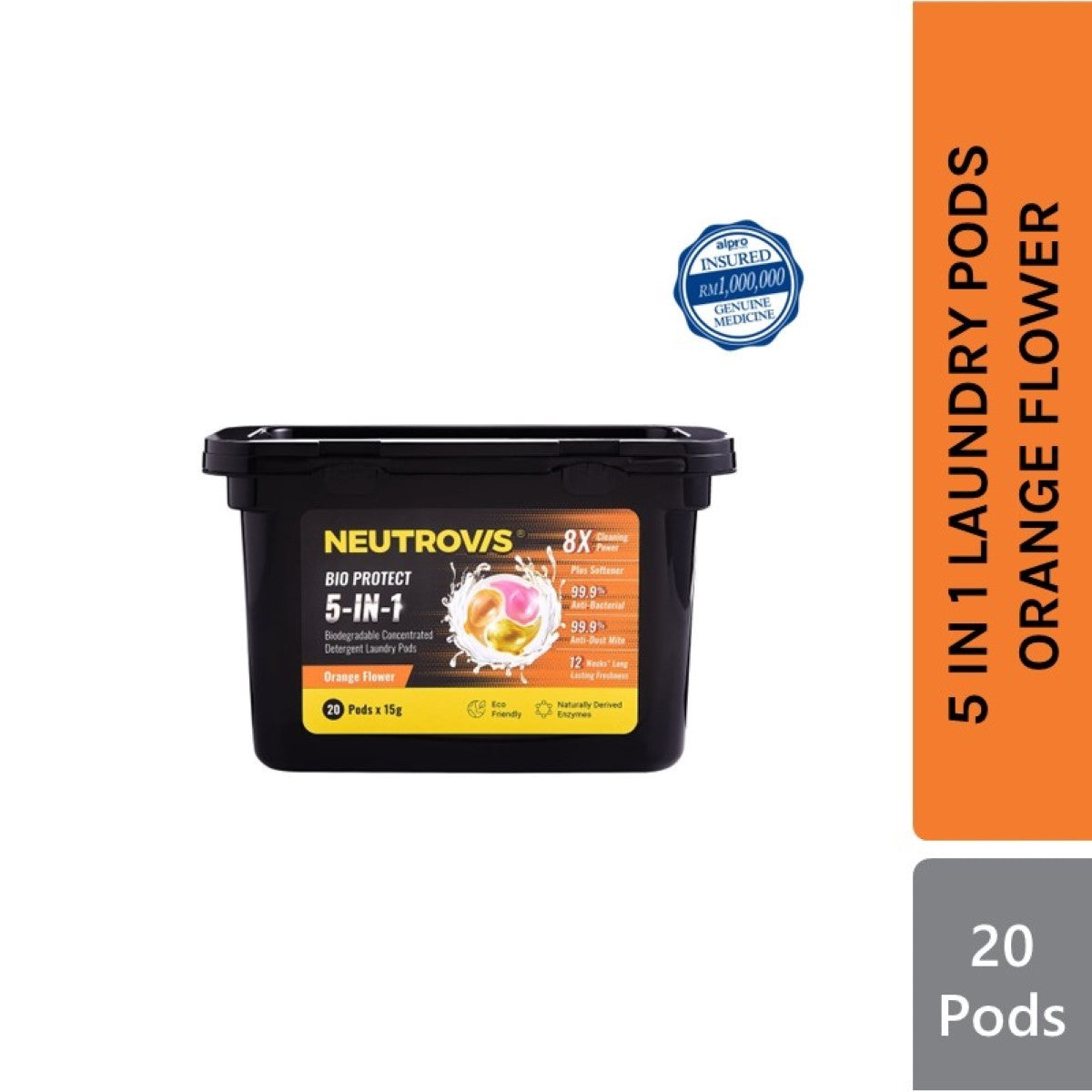 neutrovis-5-in-1-biodegradable-concentrated-detergent-laundry-pods-15g-x-20-pods-lavender-garden product image 1