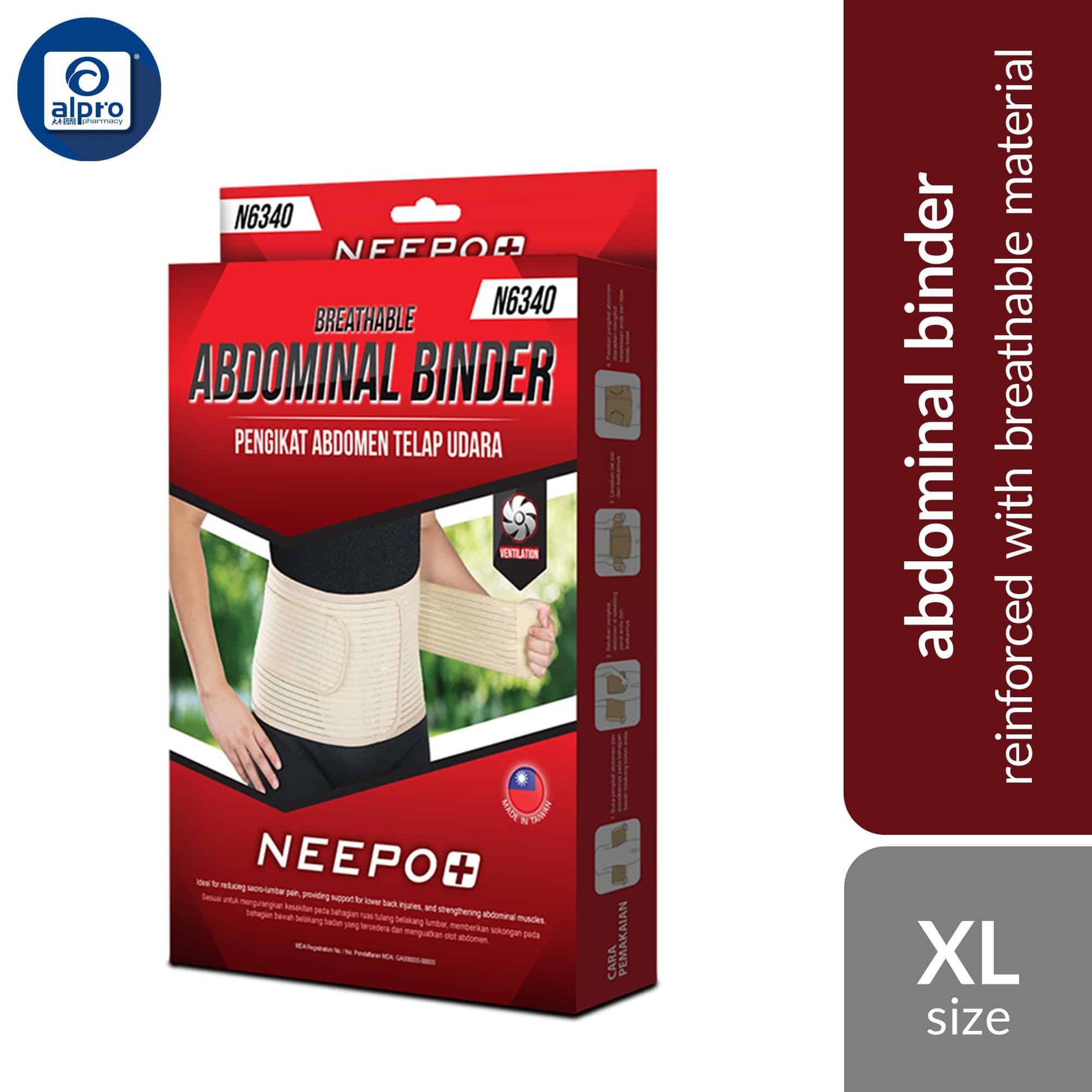 neepo-n6340-abdominal-binder-size-m-l-xl-xxl-xxxl-reinforced-with-breathable-material-xl