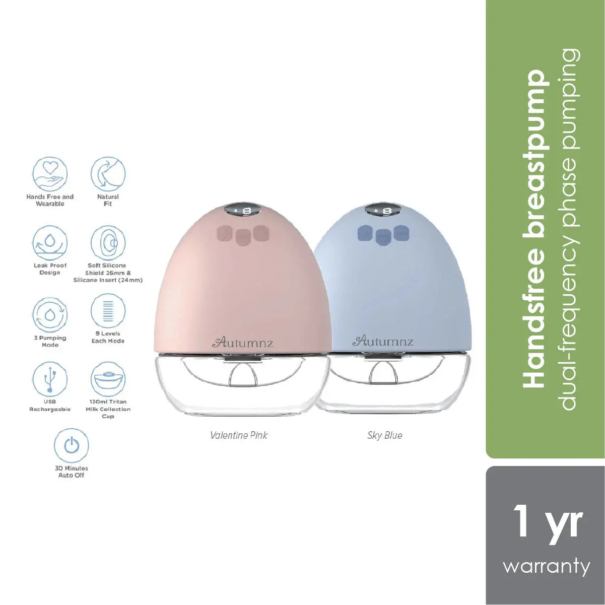 autumn-edge-wearable-handsfree-breast-pump-pink-blue product image 1