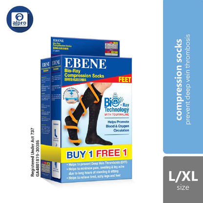 ebene-bio-ray-compression-socks-s-m-l-xl-black-tp-to-prevent-deep-vein-thrombosis-dvt-l-xl