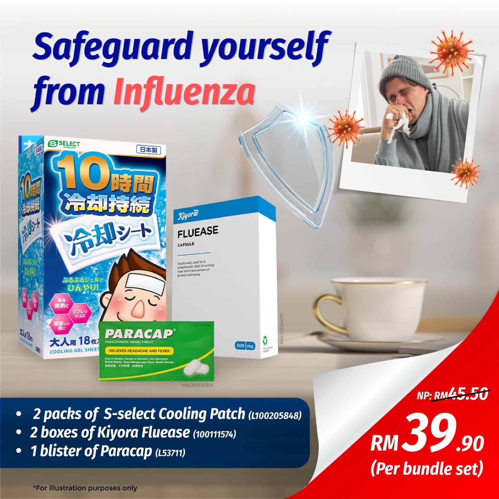 bundle-influenza-kit-adults-s-select-cooling-patch-adults-3s-kiyora-fluease-12s-paracap-paracetamol-500mg-10s