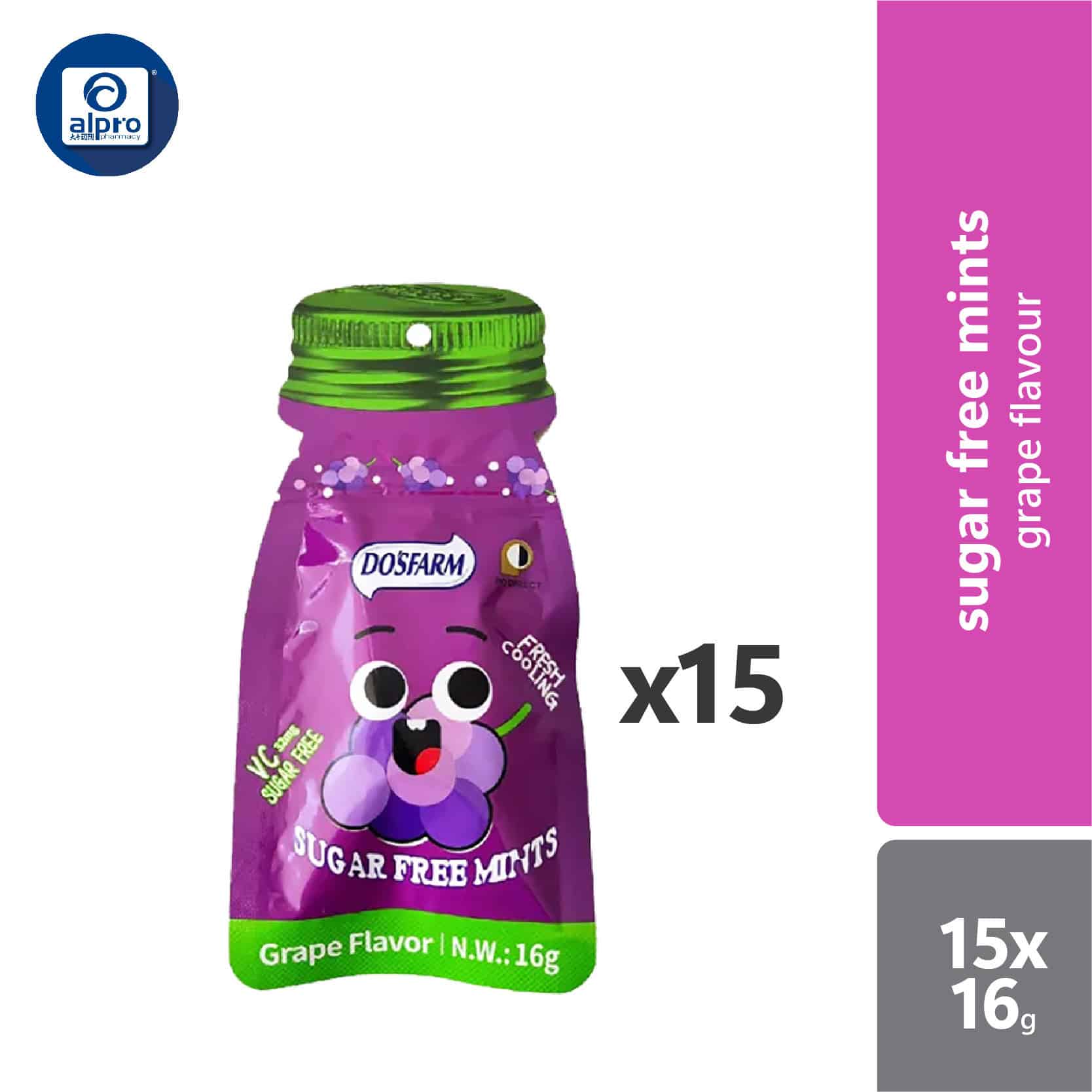 dosfarm-sugar-free-cooling-vitamin-c-mints-candy-15x16g-orange-strawberry-watermelon-peach-guava-grape-grape