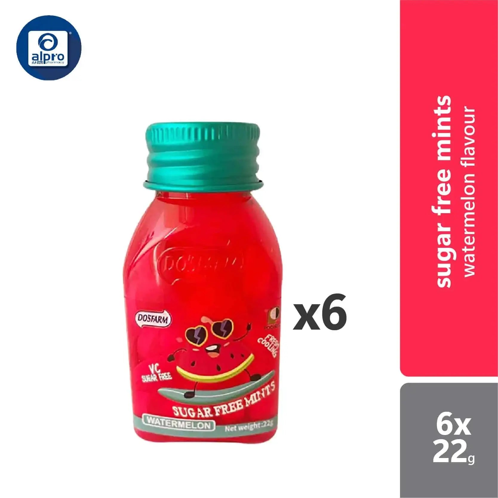 dosfarm-sugar-free-mint-candy-22g-bottles-grape-peach-watermelon product image 1