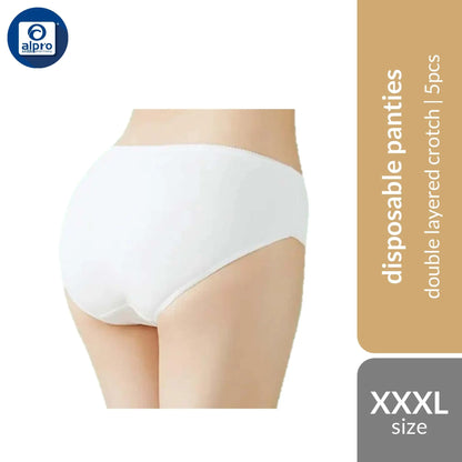 kleenzpro-100-cotton-disposable-underwear-women-size-l-xl-xxl-xxxl-5pcs-double-layered-crotch product image 1