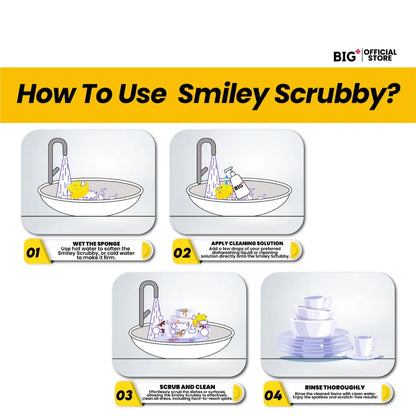 Big+ Smiley Scrubby Sponge Multipurpose 1s | Scratch-Less Cleaning & Long-Lasting Use Big+
