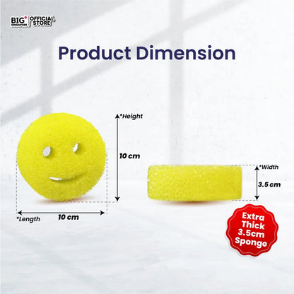 Big+ Smiley Scrubby Sponge Multipurpose 1s | Scratch-Less Cleaning & Long-Lasting Use Big+