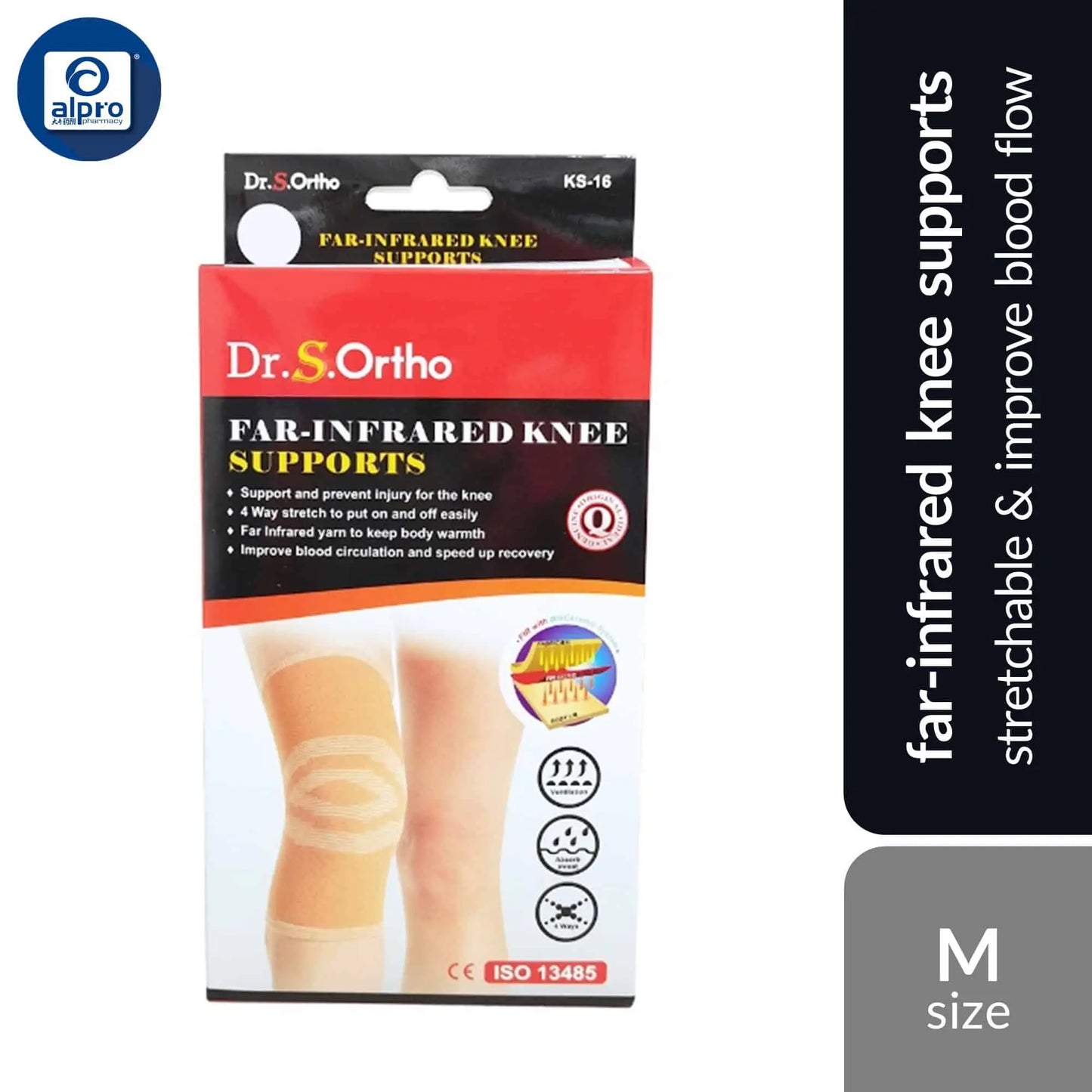 dr-s-ortho-far-infrared-knee-supports-ks-16-size-s-m-l-xl-xxl-stretchable-improve-blood-flow product image 1