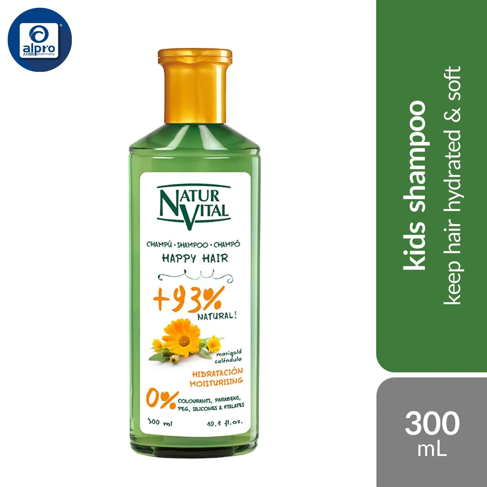 naturvital-happy-kids-shampoo-marigold-moisturising-peach-soft-loose-300ml-keep-hair-hydrated-soft product image 1