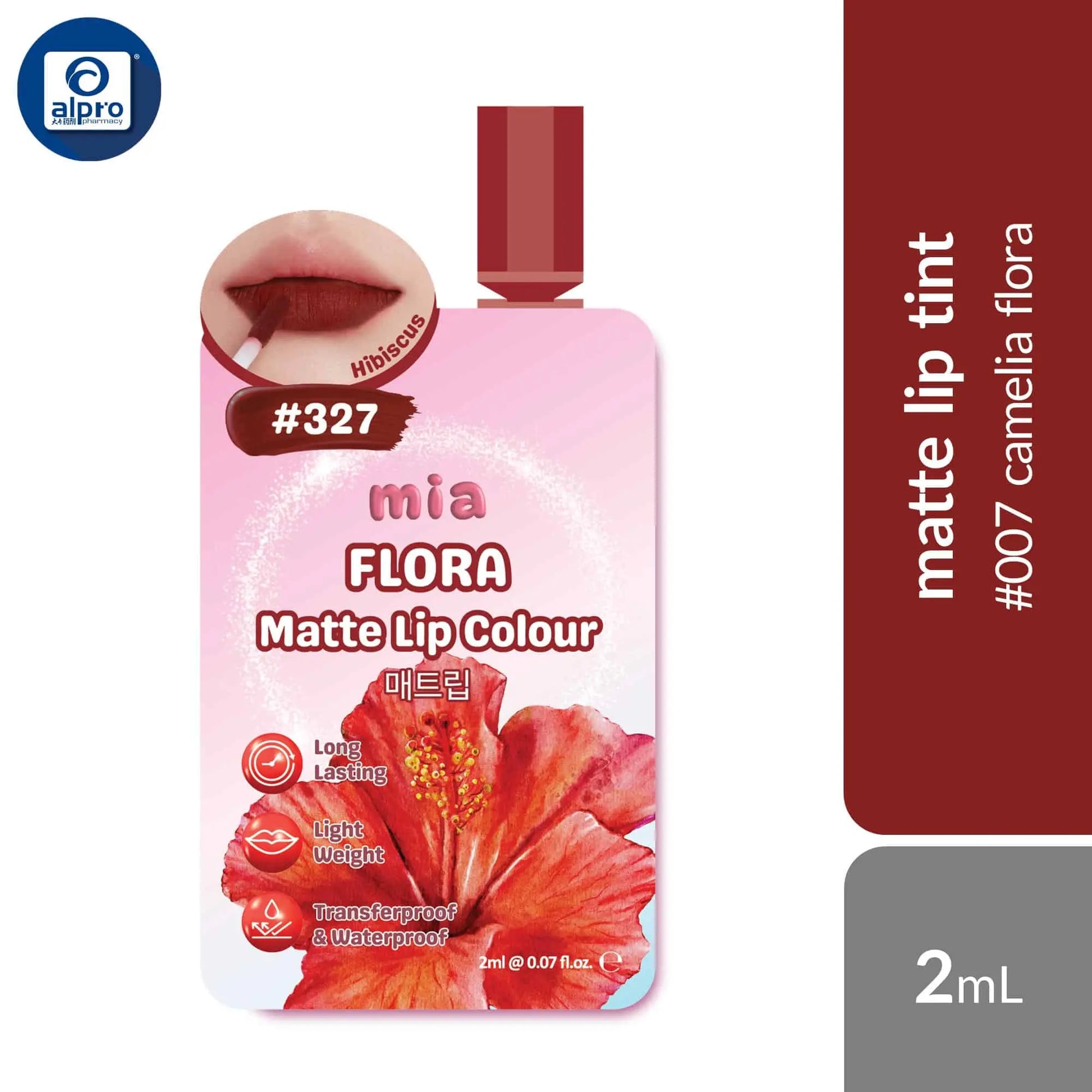 mia-flora-matte-lip-colour-waterproof-transfer-proof-lip-tint-assorted-sachet-2ml-lightweight-intense-matte-colour-327-hibiscus