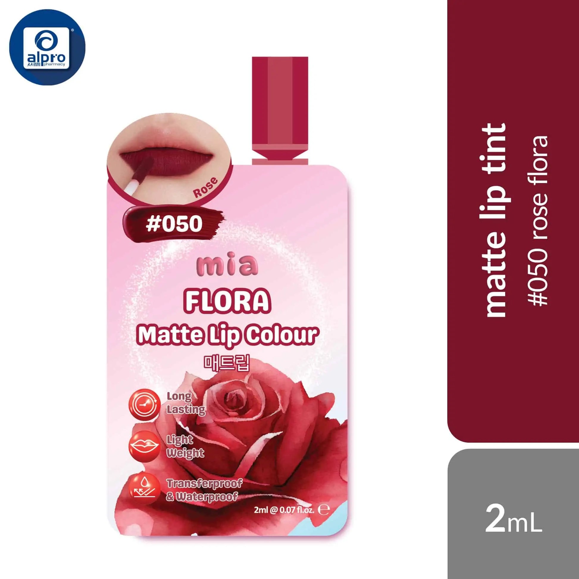 mia-flora-matte-lip-colour-waterproof-transfer-proof-lip-tint-assorted-sachet-2ml-lightweight-intense-matte-colour-050-rose