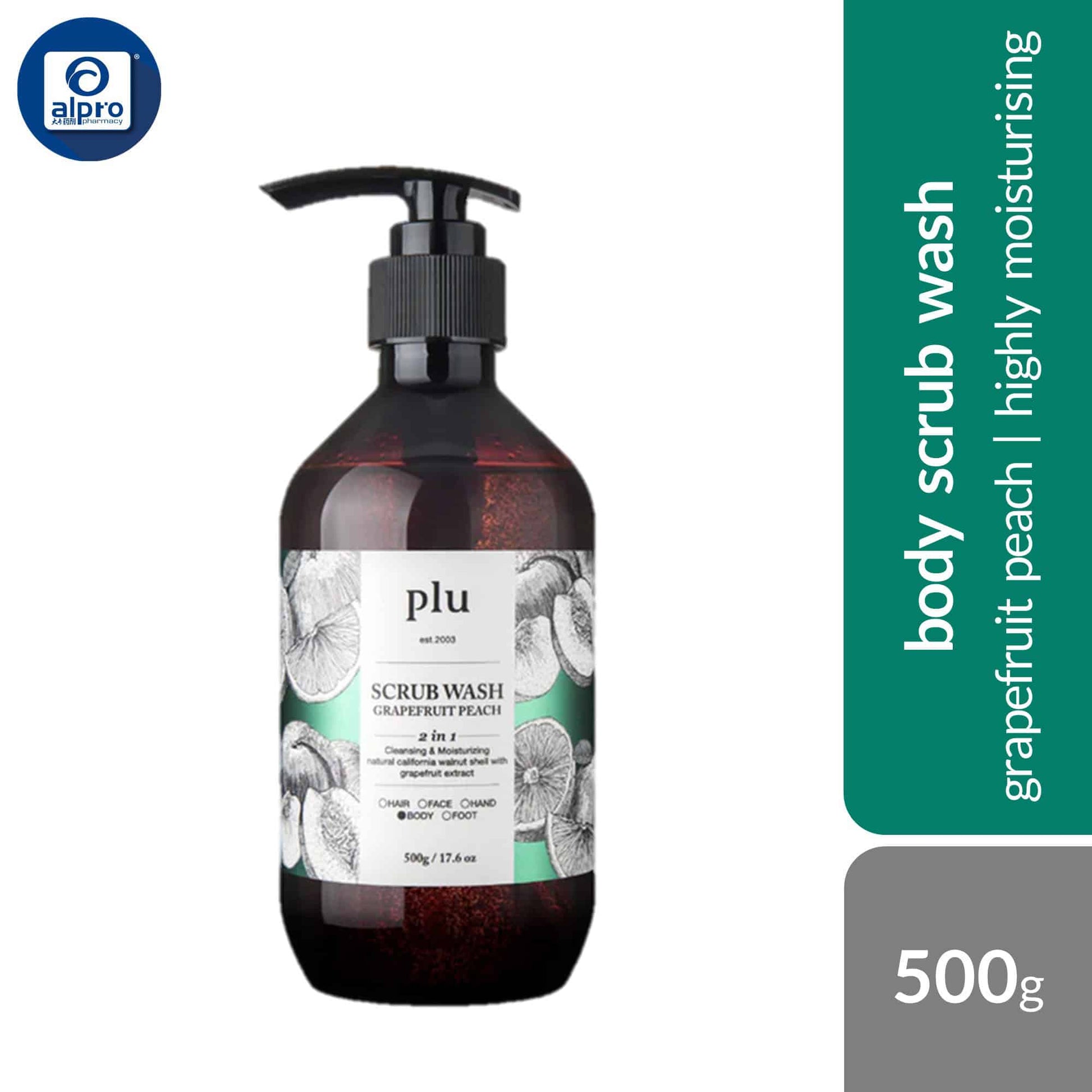 plu-body-scrub-wash-raspberry-mint-lime-grape-grapefruit-peach-500g-highly-moisturizing-gentle-exfoliating product image 1