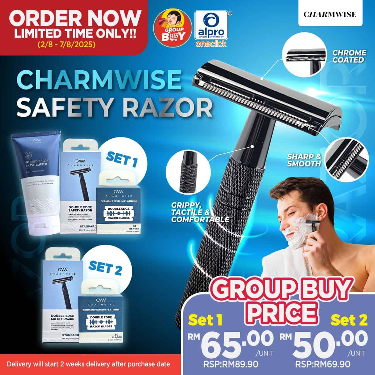 group-buy-del-starts-22-08-2025-charmwise-safety-razor-1s-razor-blade-50s-with-shave-butter-without-shave-butter-without-shave-butter