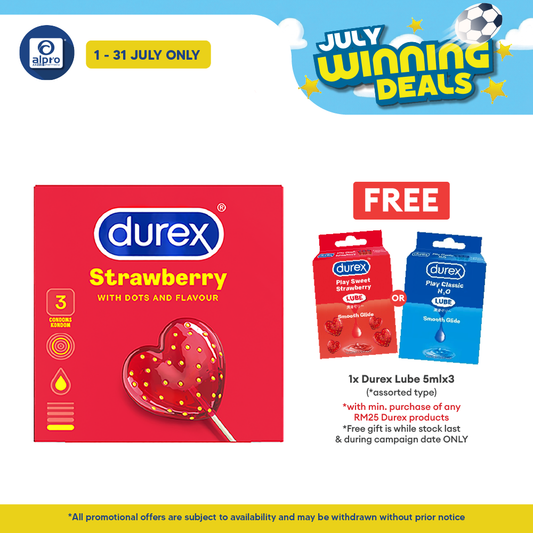 Durex Strawberry 3s | Dotted Condoms Durex
