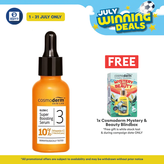 Cosmoderm Glow-C Super Boosting Serum 5000mg 30ml | Lighten Dark Spot Cosmoderm