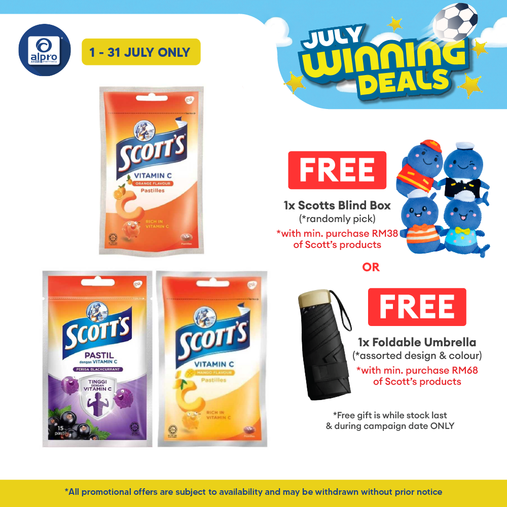 Scotts Vitamin C Zipper Pack 15s (Orange / Mango / Blackcurrant / Mixed Berries) Scotts