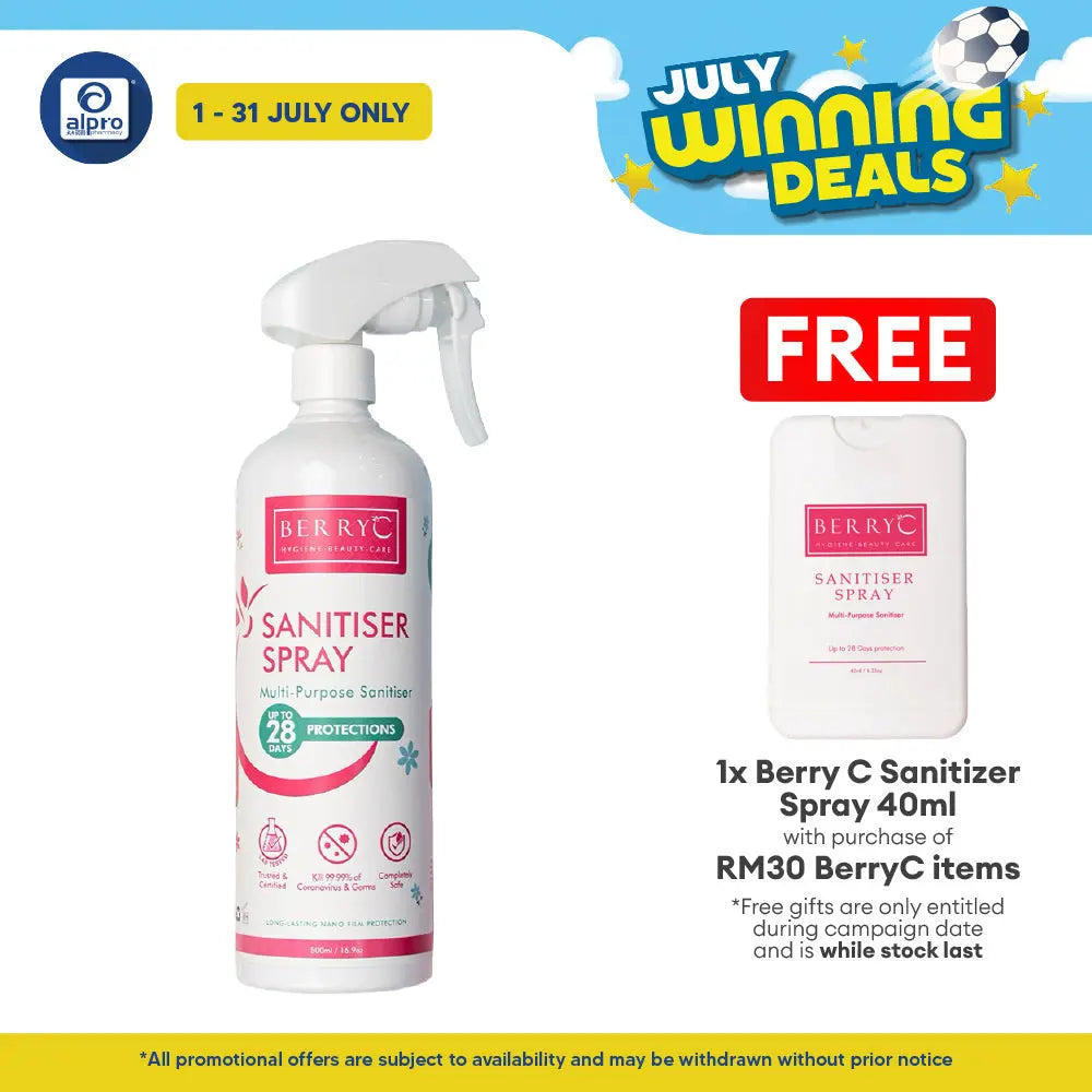 Berry C Sanitizer Spray 500ml | Non-Alcohol Sanitizer Alpro Pharmacy
