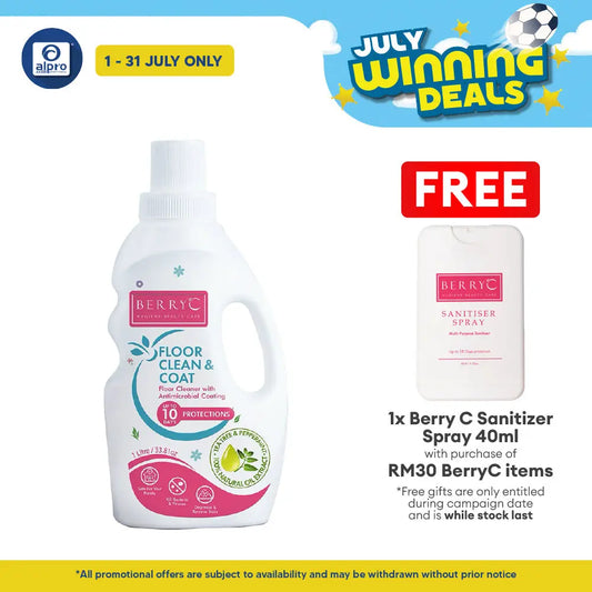 Berry C Sanitizer Floor Clean & Coat 1L | Kill Bacteria & Viruses Berry C