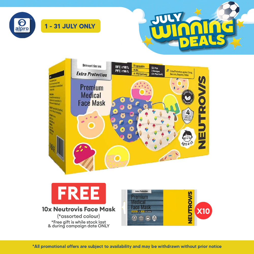 Neutrovis Kids (Ice Cream & Donut) Premium Medical 4Ply Face Mask 50s Alpro Pharmacy
