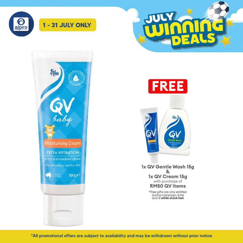 Ego QV Baby Moiturizing Cream 100g | For Dry, Delicate or Sensitive Skin QV