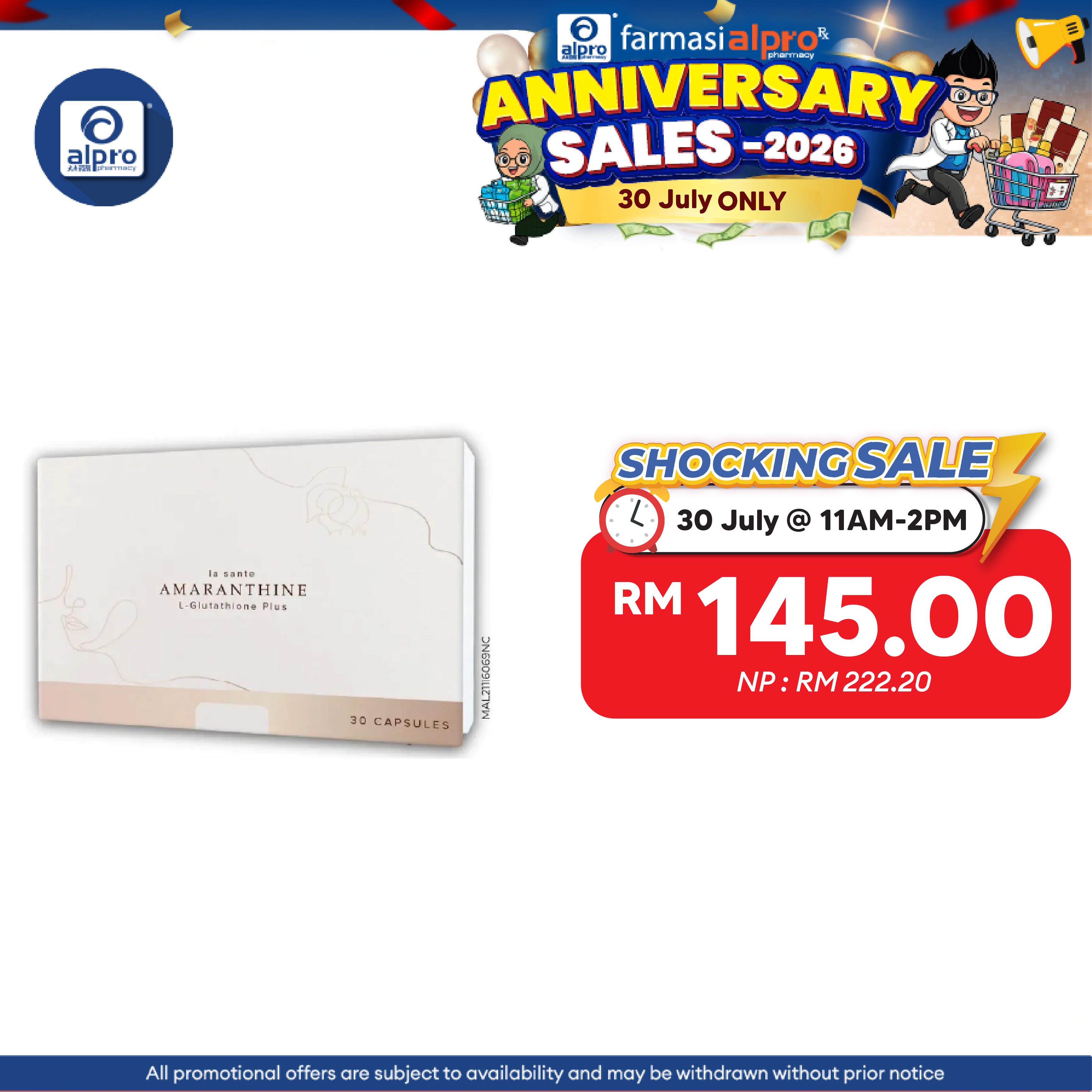 La Sante Amaranthine L-Glutathione Plus 30s | Fights The Sign Of Aging La Sante