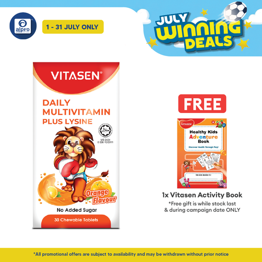 Vitasen Daily Multivitamin Plus Lysine (Chocolate / Orange) 30S | Improve Appetite Vitasen