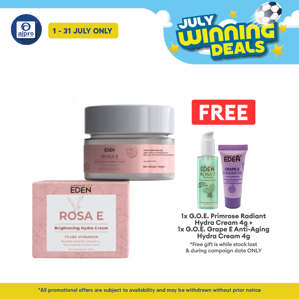 Garden Of Eden Rosa E Brightening Hydra Cream 50g | 72 Hour Hydration Garden Of Eden