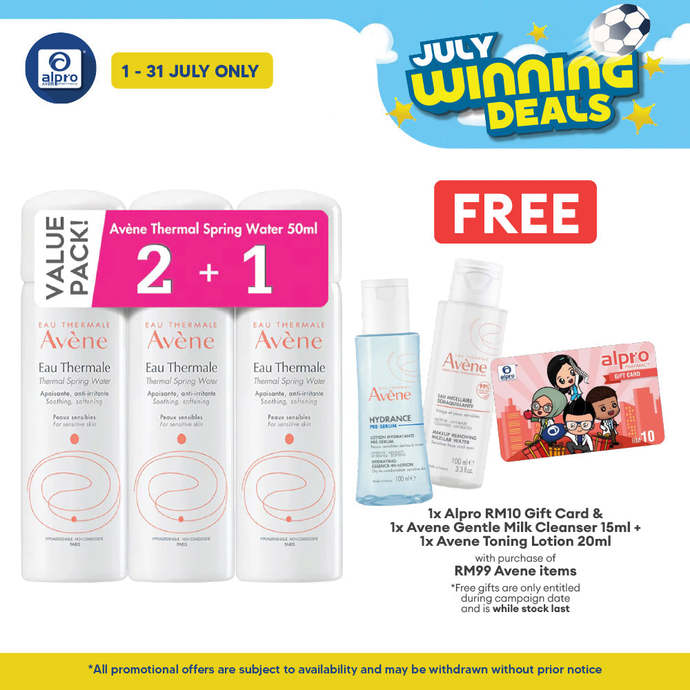 Avene Thermal Spring Water 50ml Trio Pack  Buy 2 Free 1 |  Excellent Source Of Hydration Avene