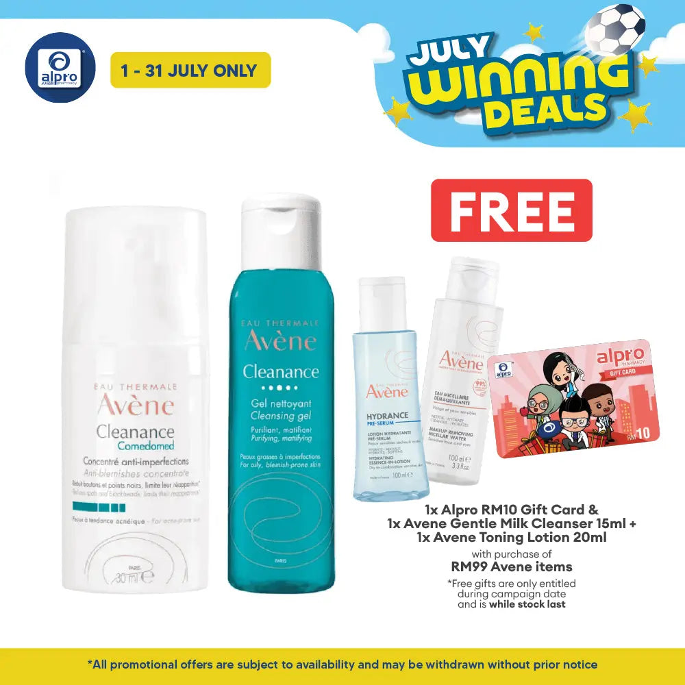 Avene Acne Fighting Set Bundle (Comedomed 30ml + Cleansing Gel Cleanser 100ml) Avene