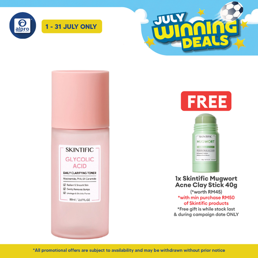 Skintific Glycolic Acid Daily Clarifying Toner 80ml | Daily Exfoliating Brighten Skin With Niacinamide Skintific