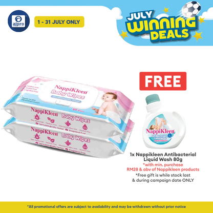 Nappikleen Baby Wipes 80s x 2s | Dermatologically Tested Nappikleen