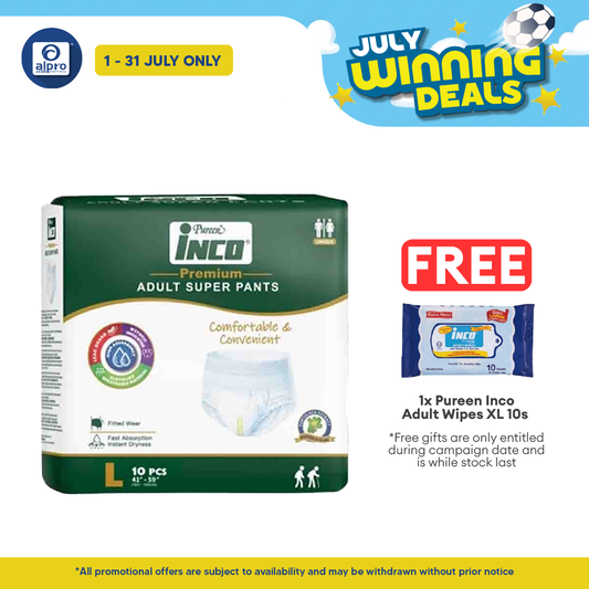 Pureen Inco Premium Adult Super Pants | Size L (10 Pcs/pack) Pureen