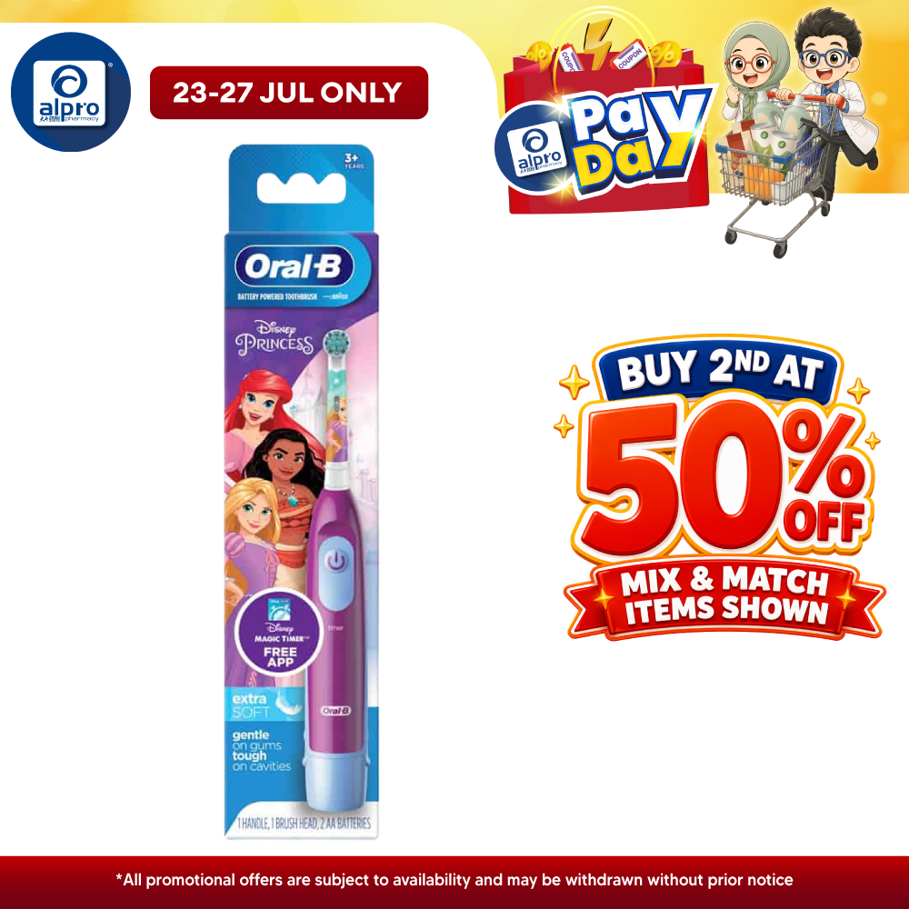 Oral B Pro Battery Kids Toothbrush Princess | Extra Soft and Gentle on Gums Oral B