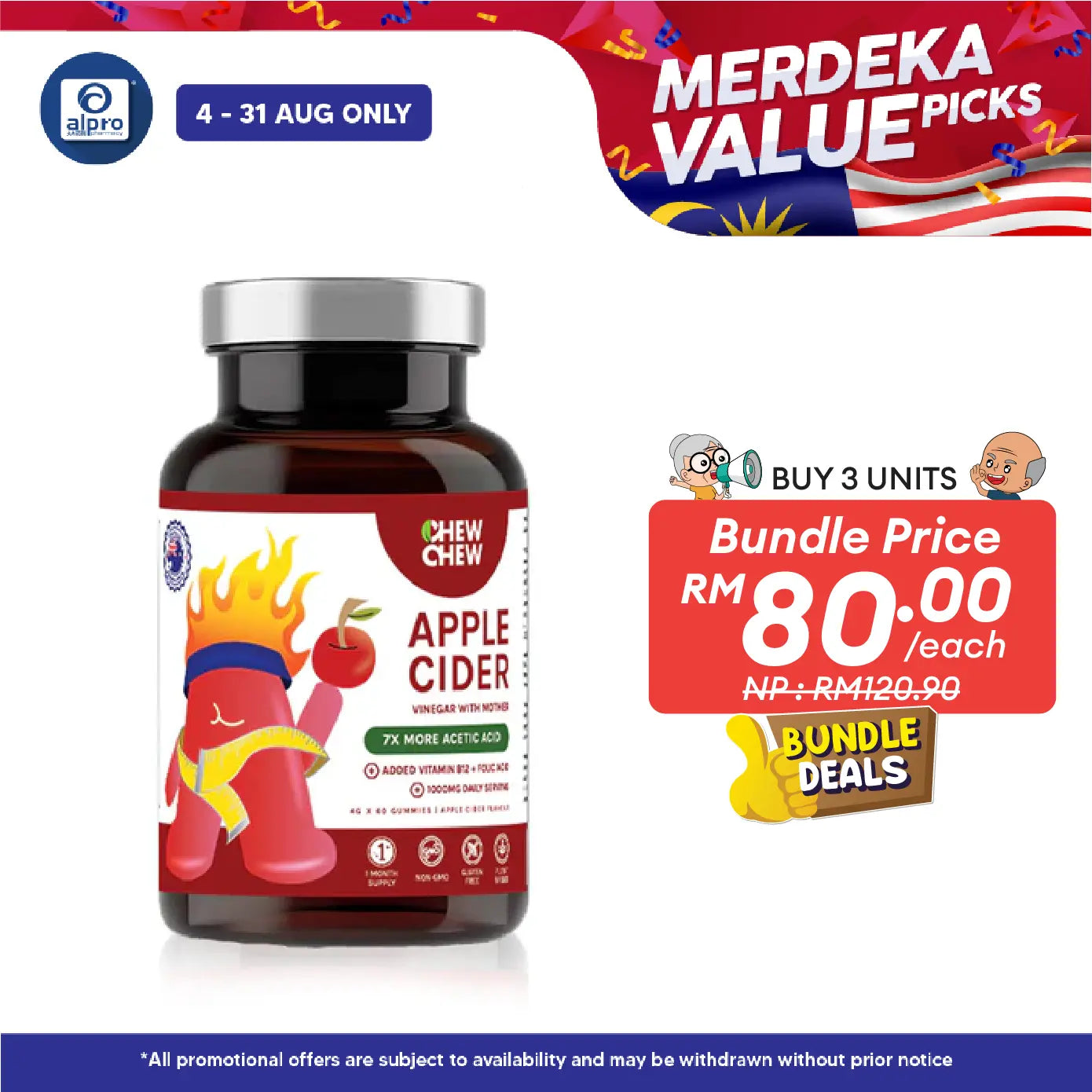 Chew Chew Apple Cider Vinegar Adult Gummies 60s |  Effective Fat Burner