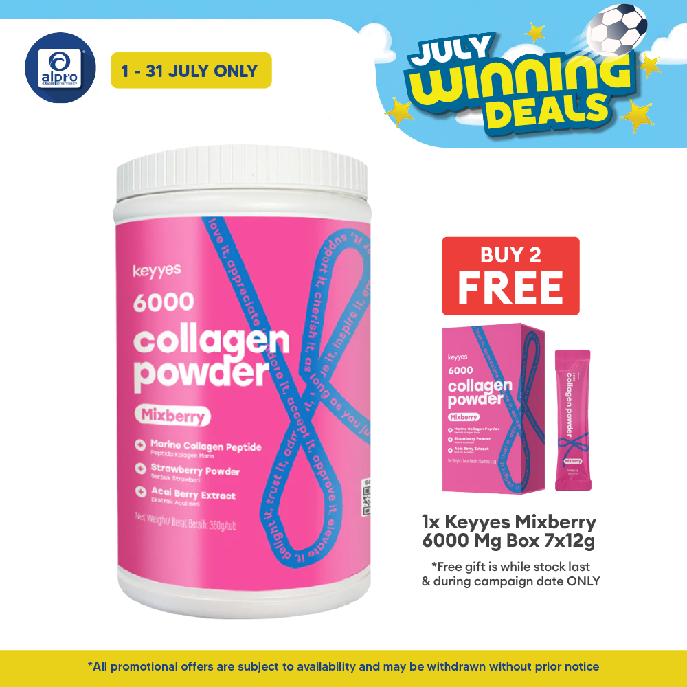 Keyyes 6000mg Collagen Mixberry with L-Cystine (360g) | Strawberry and Acai Berry Keyyes