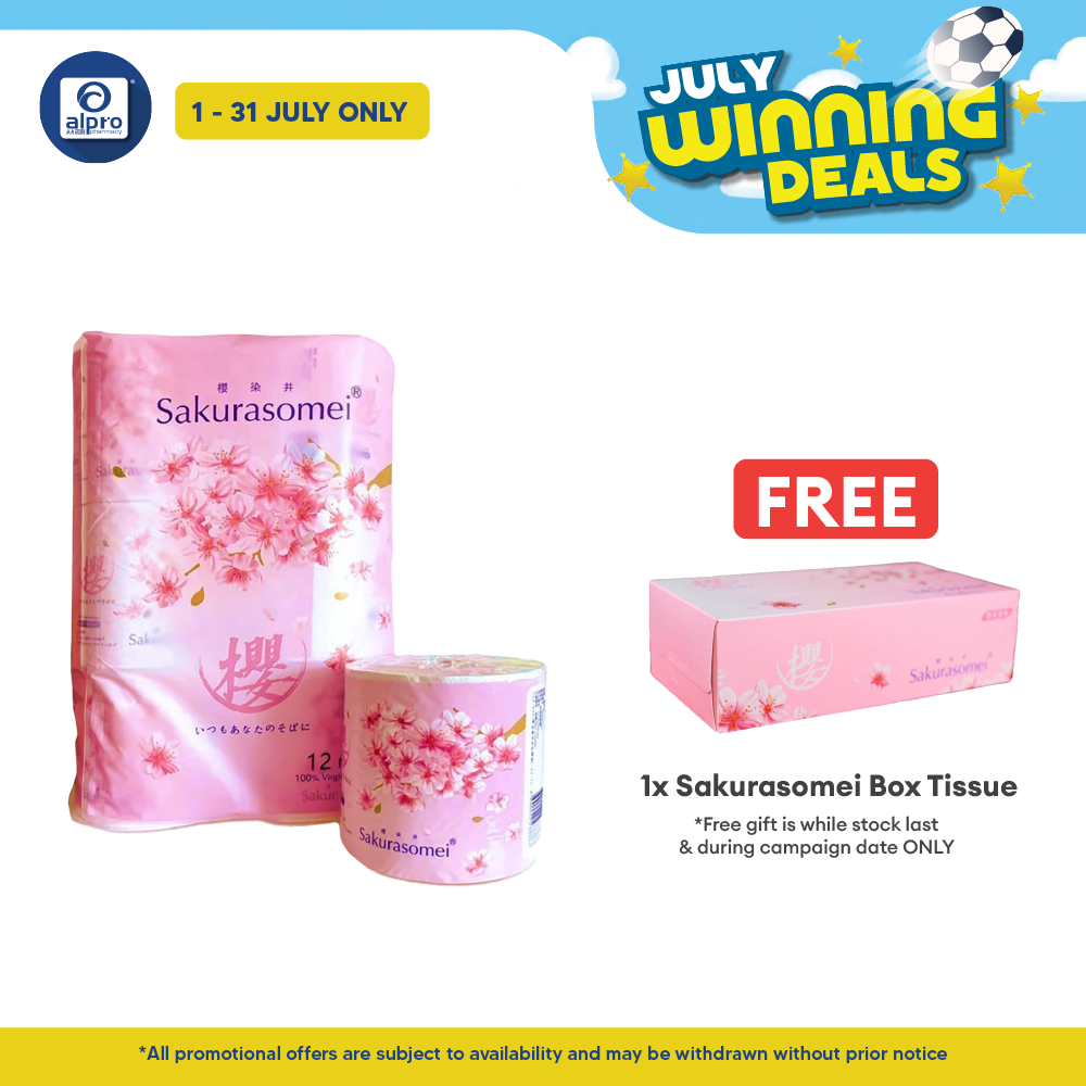 Sakurasomei Toilet Roll Tissue | 4-ply Comfort (12 Rolls) Sakurasomei