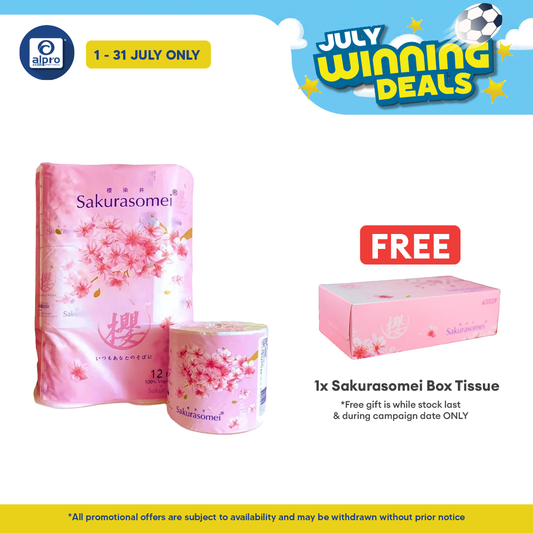 Sakurasomei Toilet Roll Tissue | 4-ply Comfort (12 Rolls) Sakurasomei