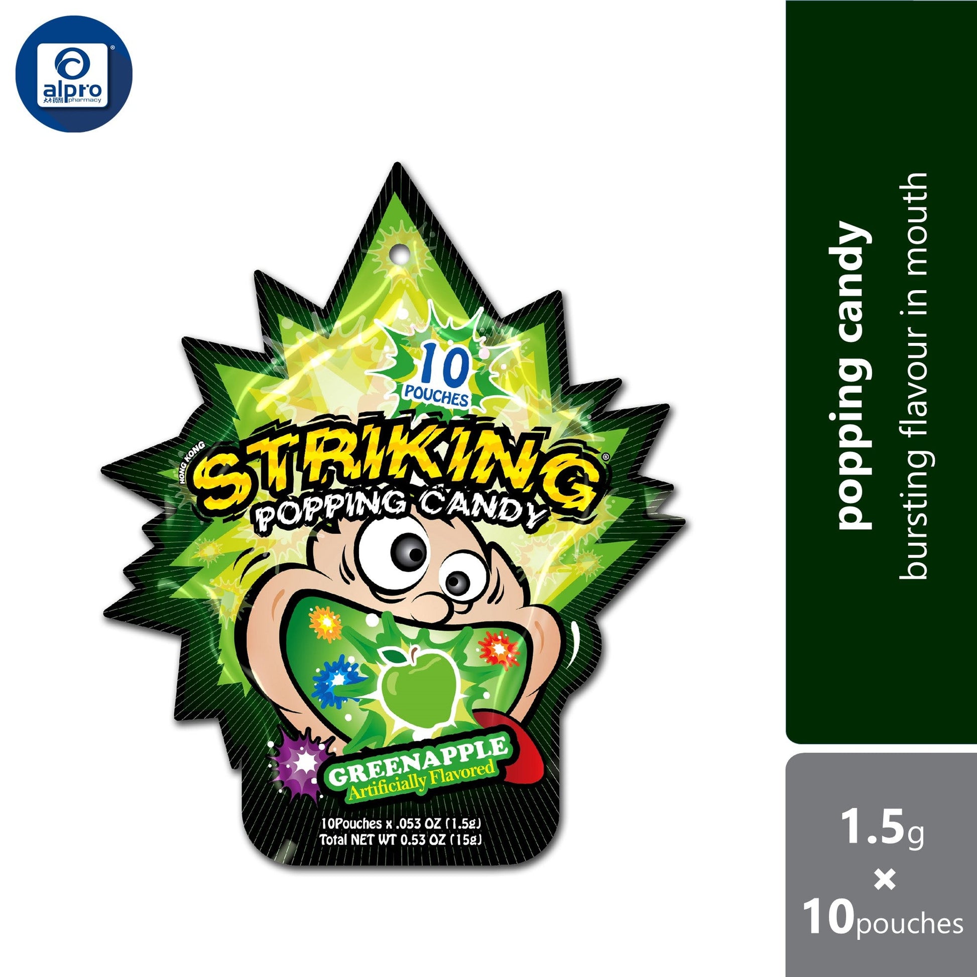 Striking Popping Candy Green Apple 1.5g ×10s | Bursting Green Apple Flavour in Mouth Striking