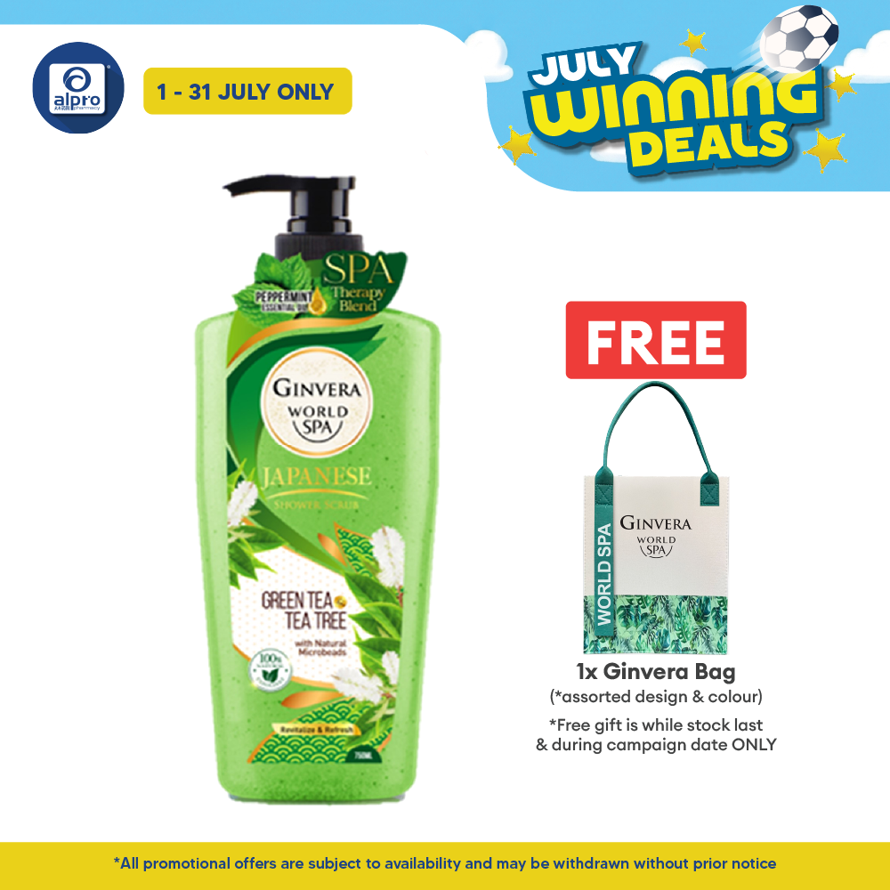Ginvera World Spa Japanese Shower Scrub Greentea & Tea Tree 750ml | Green Tea and Tea Tree Ginvera