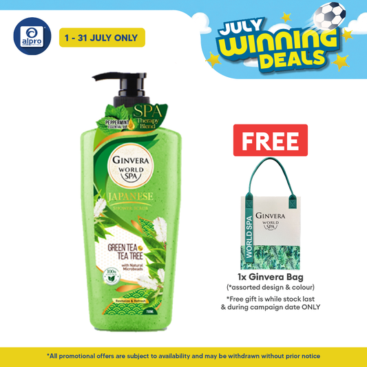 Ginvera World Spa Japanese Shower Scrub Greentea & Tea Tree 750ml | Green Tea and Tea Tree Ginvera