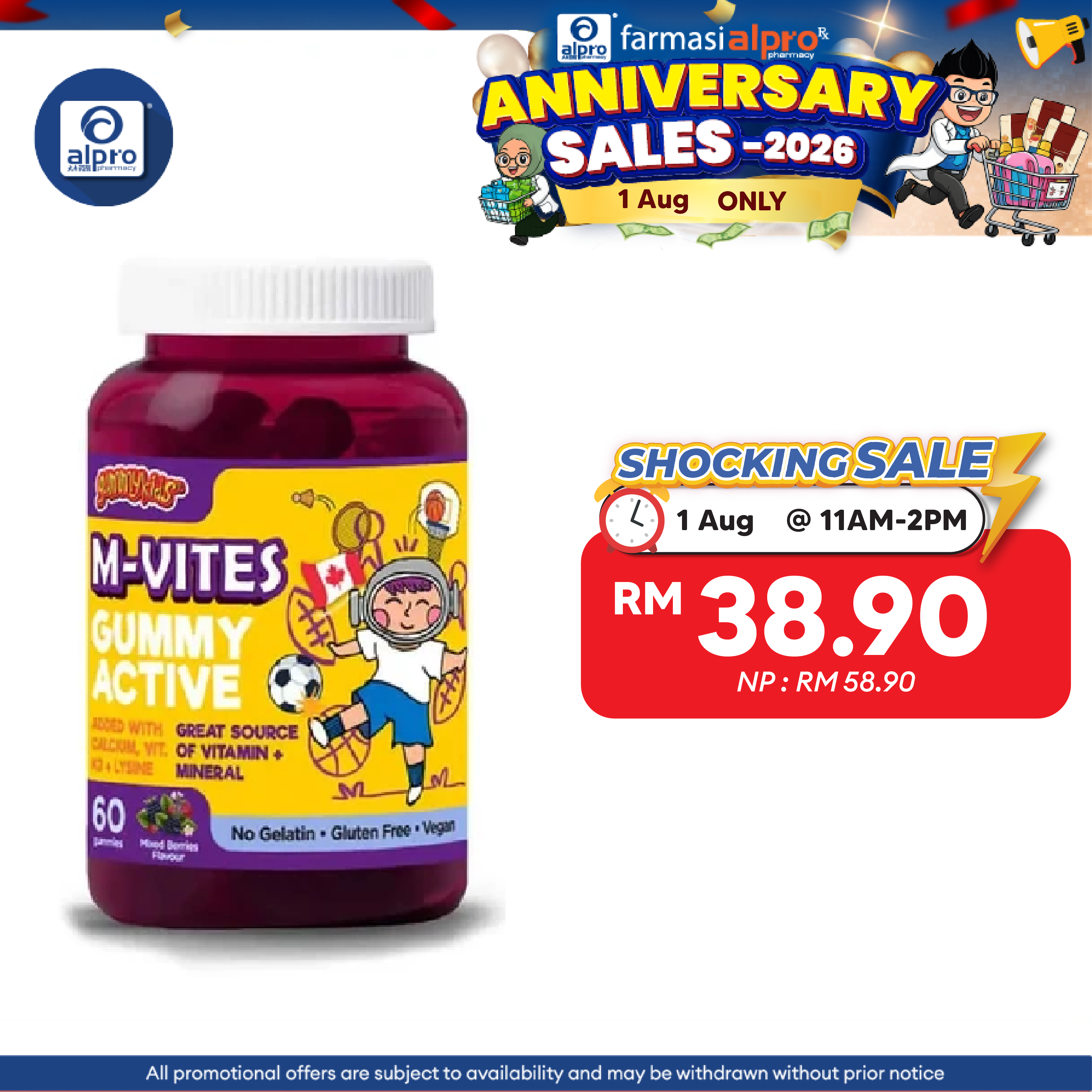 Gummykids M-Vites Gummy Active 60s | For Growth & Development Gummykids